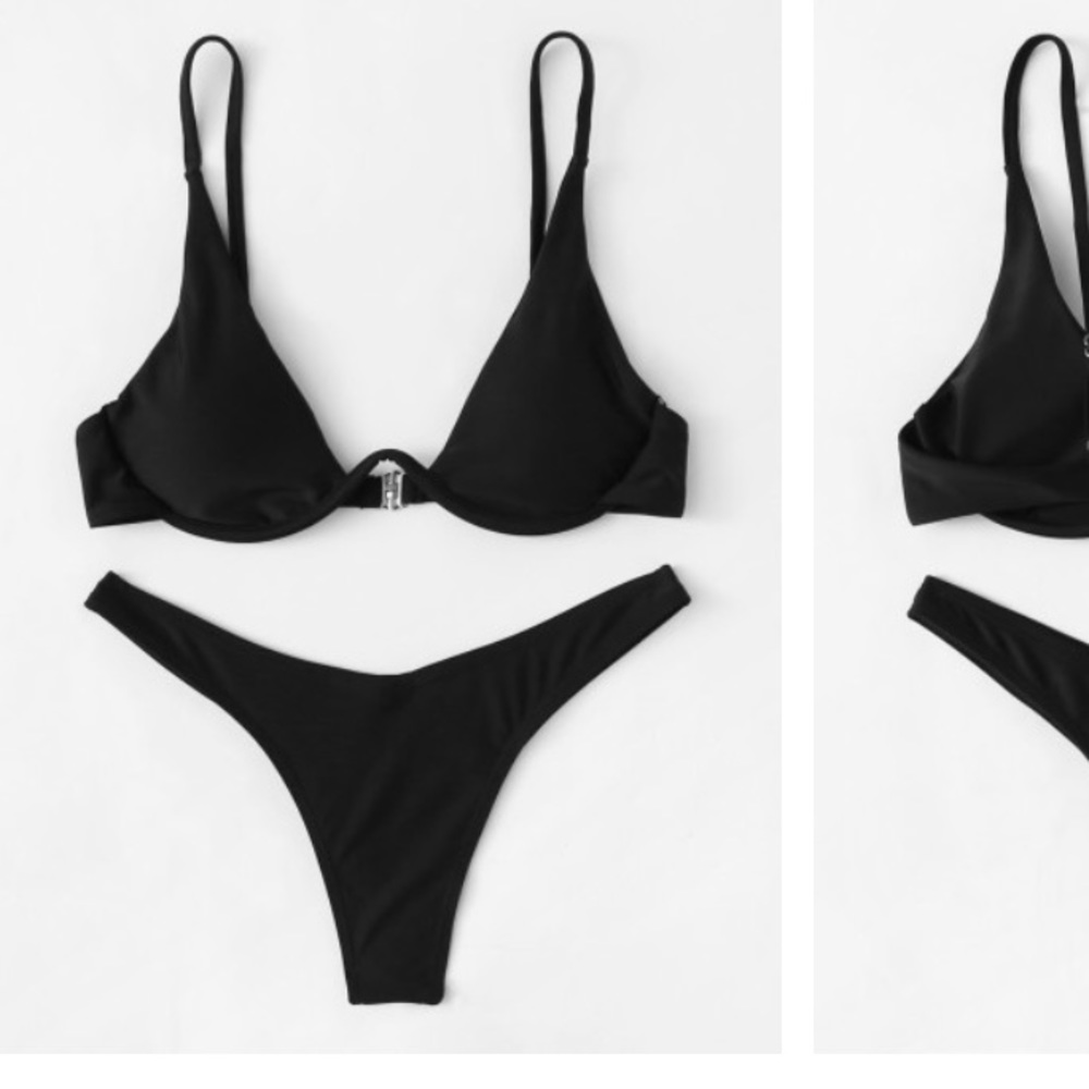 NWOT black underwire high leg bikini